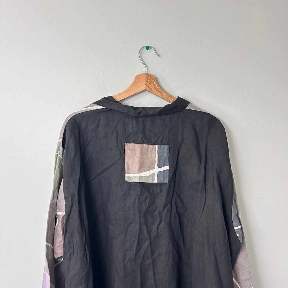 Farley Farley 100% Linen Button Down Shirt Lagenlook Art to Wear Top size Medium - Picture 5 of 8